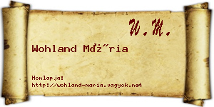 Wohland Mária névjegykártya